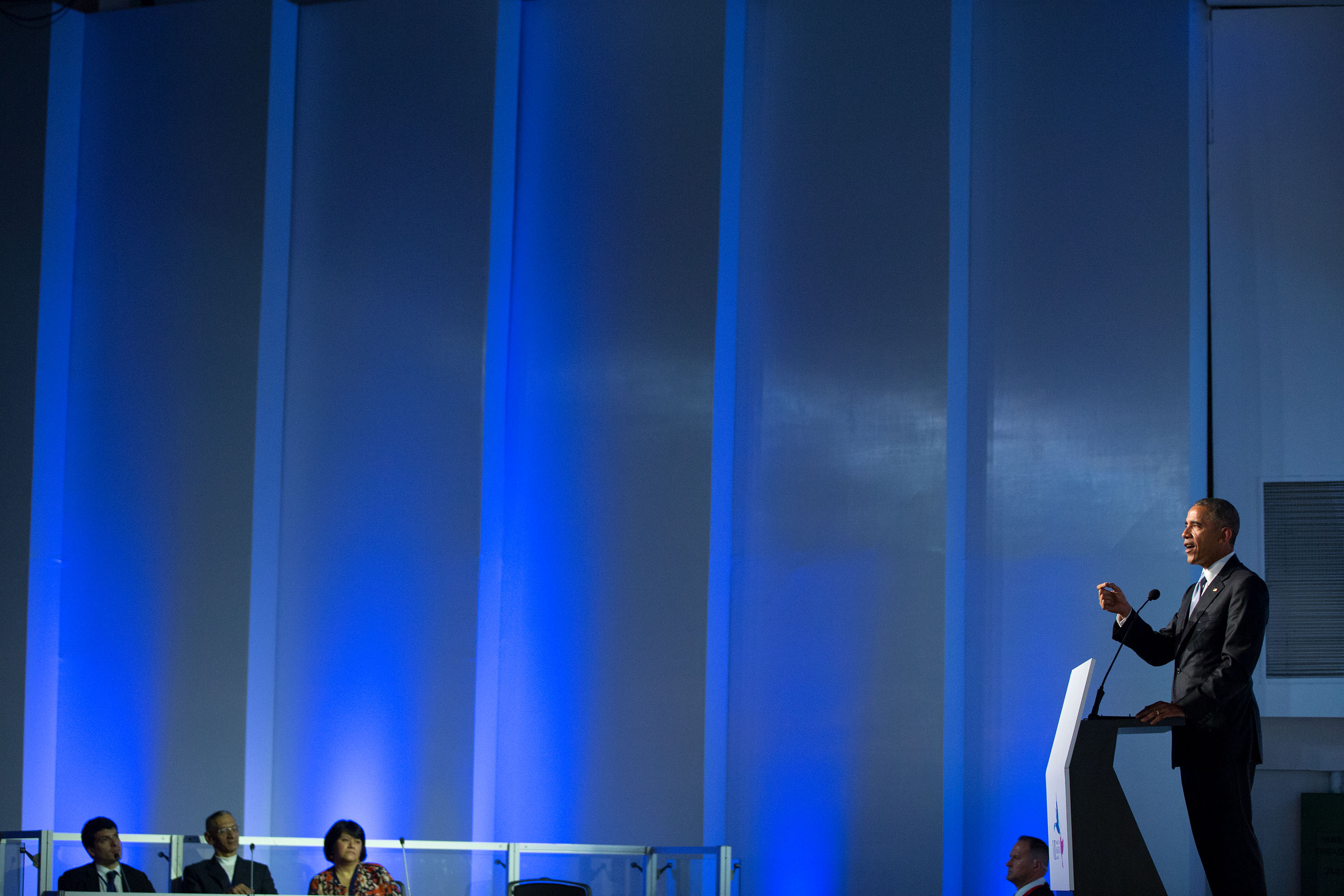 President Obama delivers remarks at a Civil Society Forum. (Official White House Photo by Pete Souza)