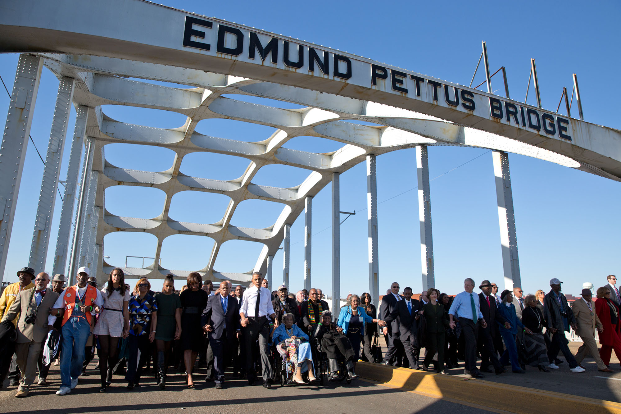 The march continues across the bridge. (Official White House Photo by Pete Souza)