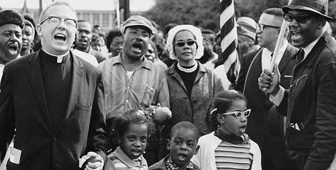 Dr. and Mrs. Martin Luther King, and children marching from Selma to Montgomery