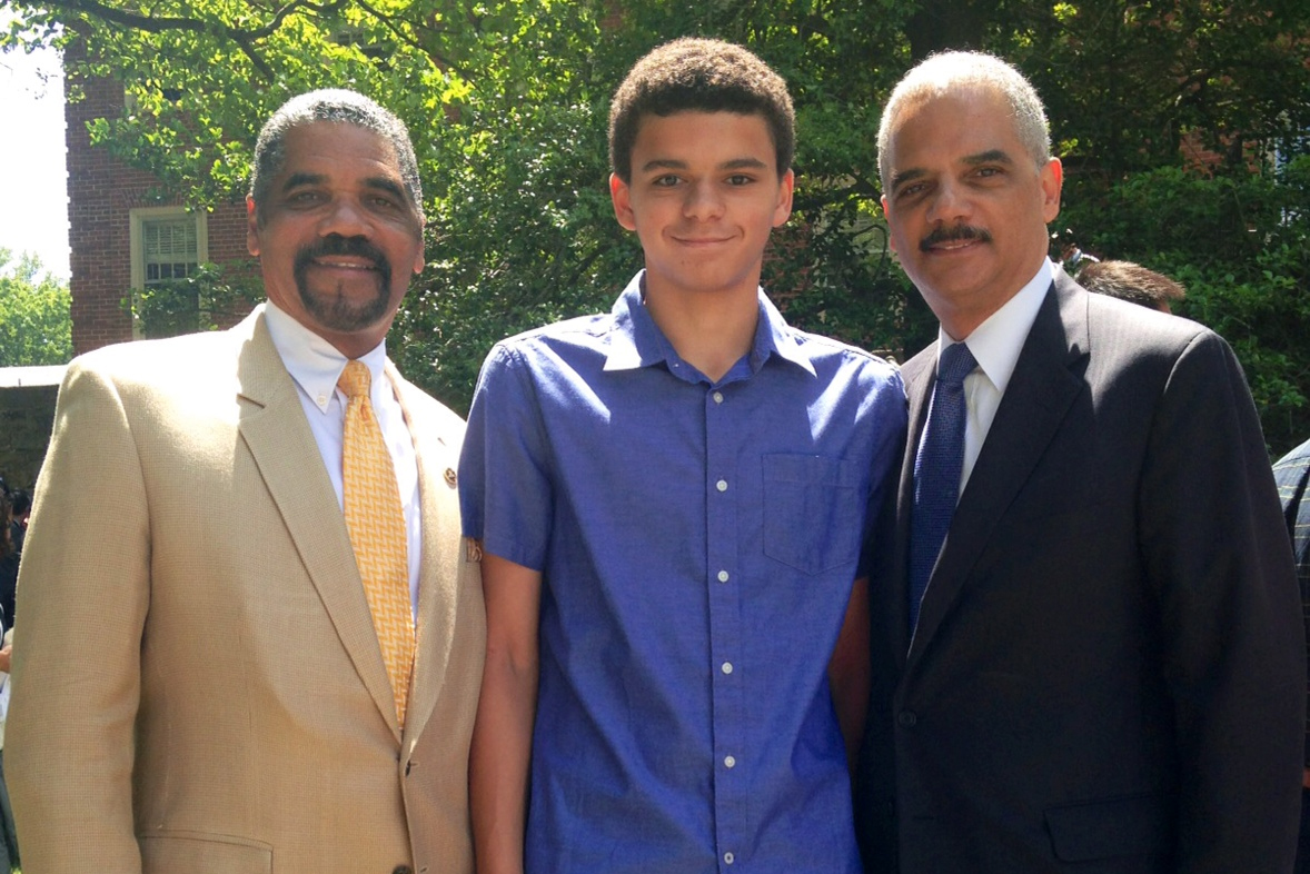 Attorney General Holder With His Son, Eric Holder III