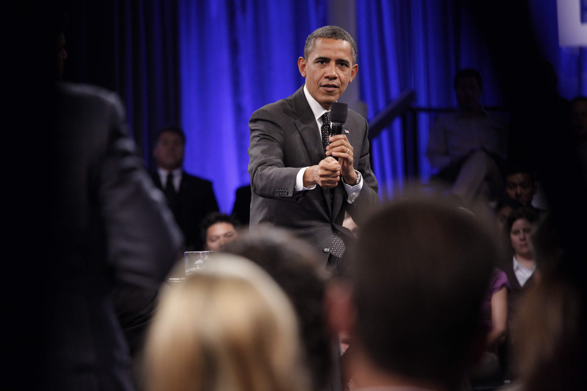 President Barack Obama answers a question during a Town Hall sponsored by LinkedIn 