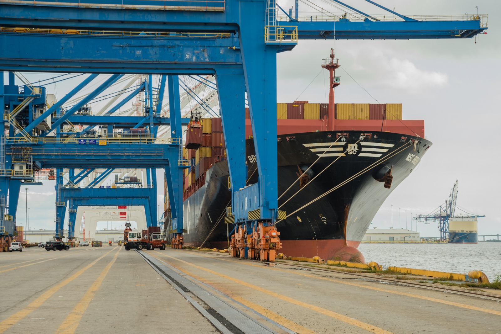 A ship is unloaded at a U.S. port