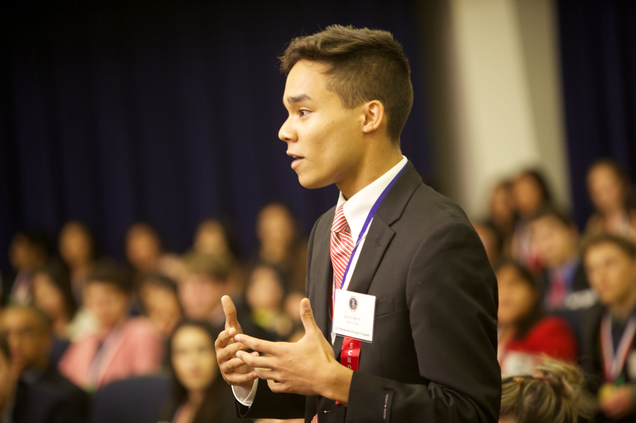 Presidential Scholar Javier Spivey speaks at a discussion