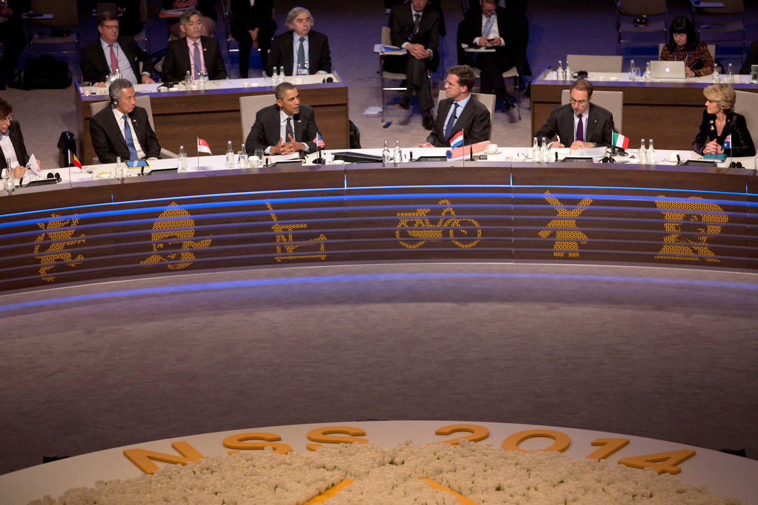 President Barack Obama participates in a third plenary session during the 2014 Nuclear Security Summit at the World Forum, The Hague, the Netherlands