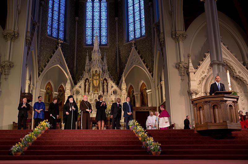 President Obama Gives Remarks at the Cathedral of the Holy Cross in Boston, Mass., April 18, 2013