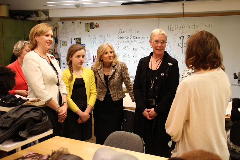 Dr. Biden visits the Helsinki City College of Culinary Art, Fashion and Beauty