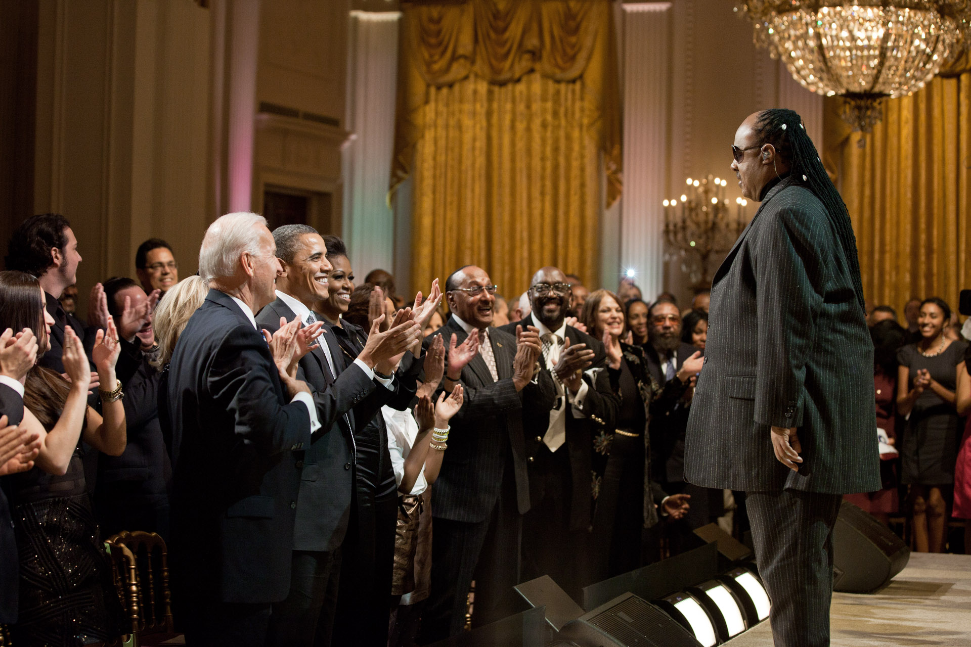 Vice President Joe Biden, Dr. Jill Biden, President Barack Obama and First Lady Michelle Obama join the standing ovation for Stevie Wonder during “The Motown Sound