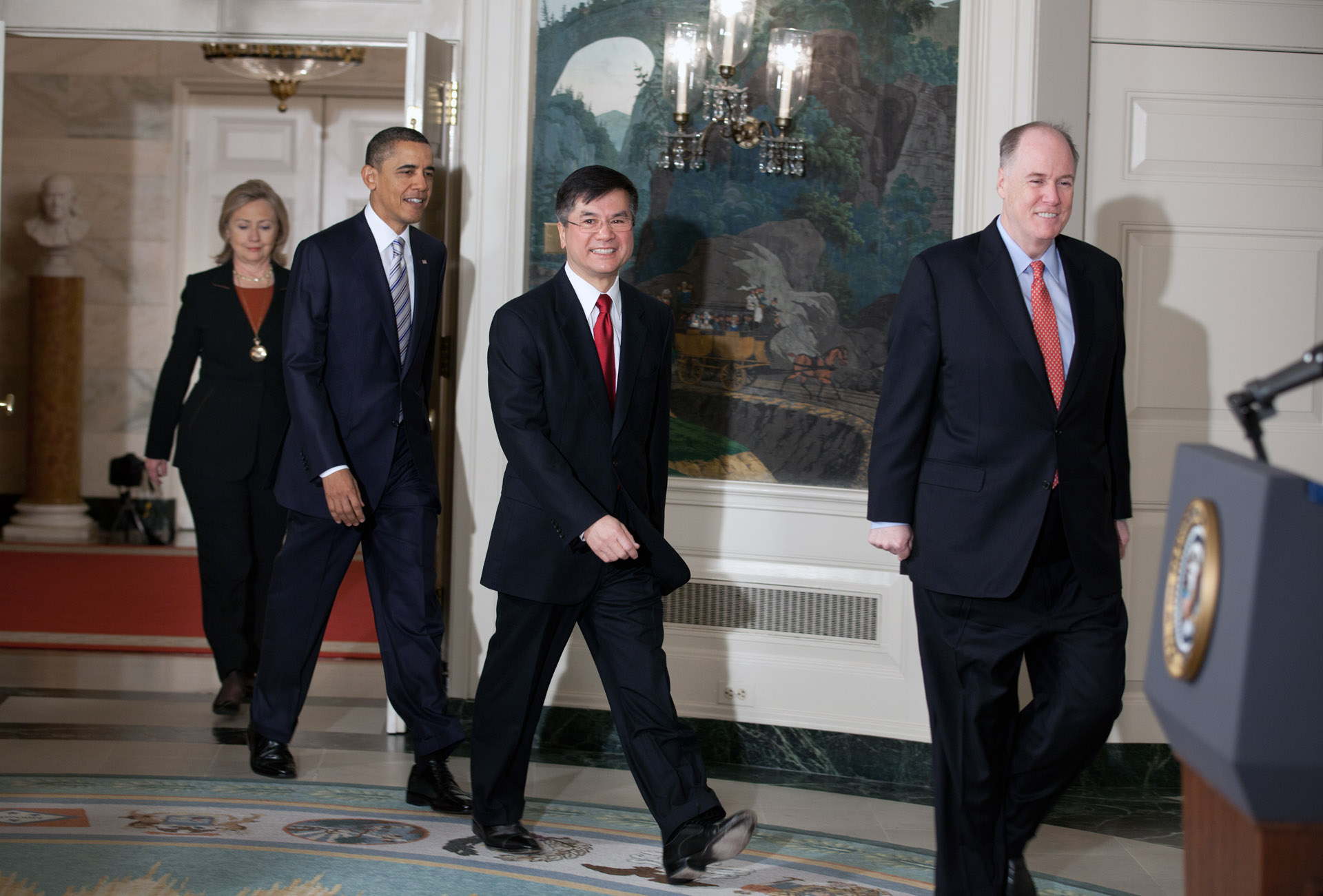 Secretary Locke Enters Diplomatic Room