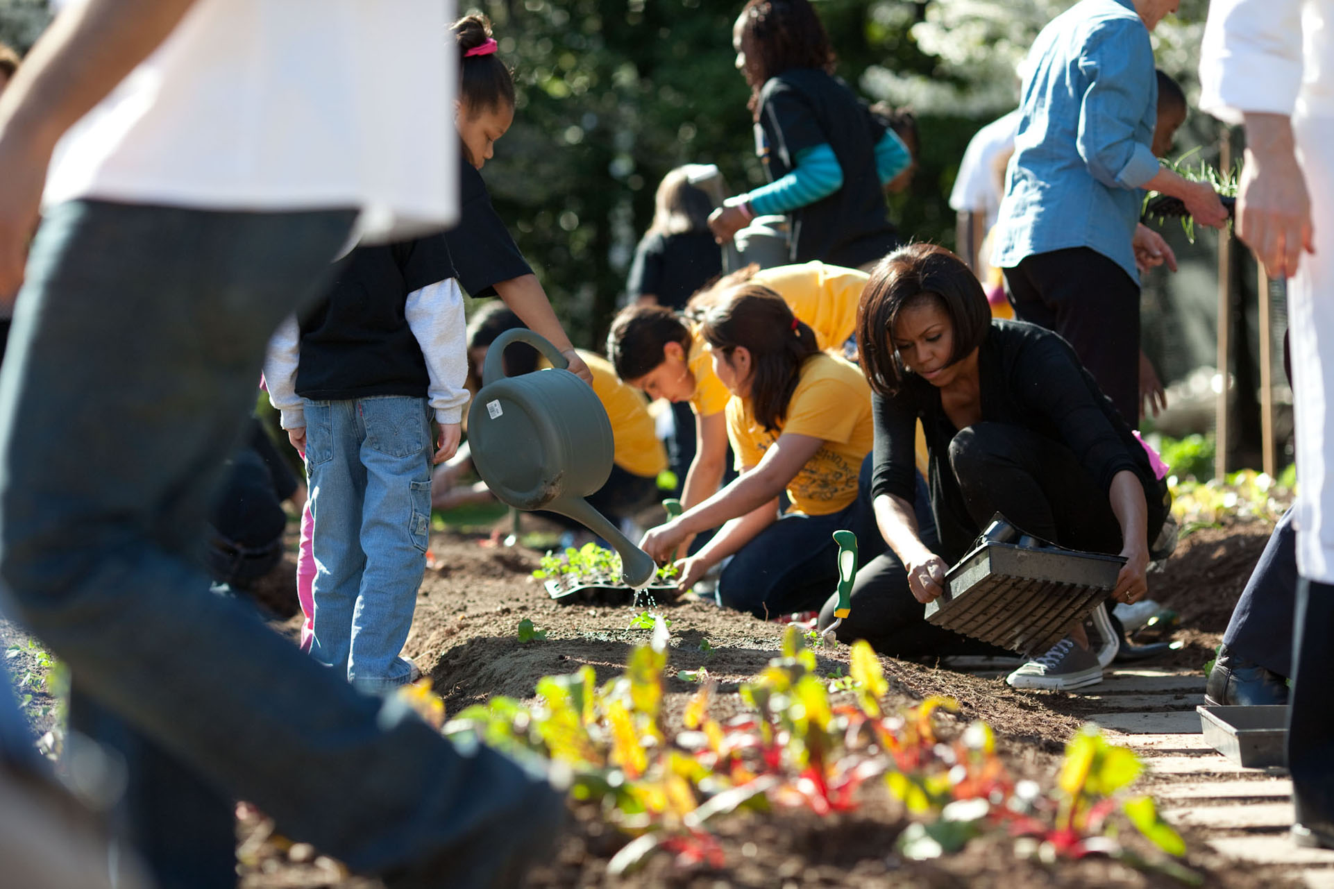 First Lady Michelle Obama participates in the Spring Garden Planting