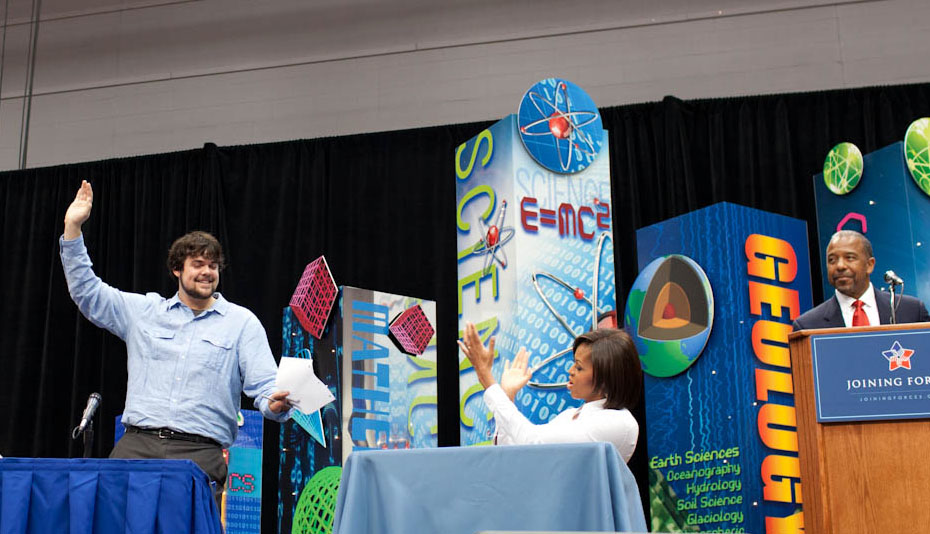 First Lady Michelle Obama participates in a Math and Science Bowl at Fountain-Fort Carson High School