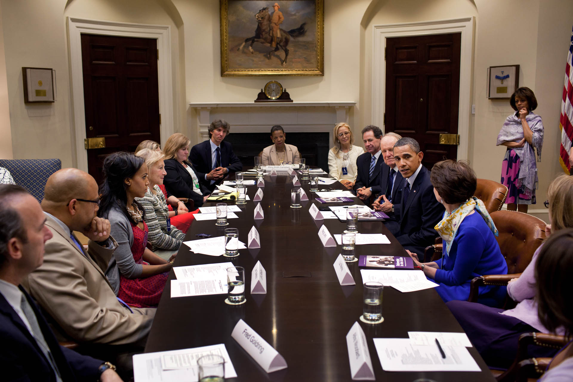 President Barack Obama drops by the President’s Committee on Arts and Humanities meeting