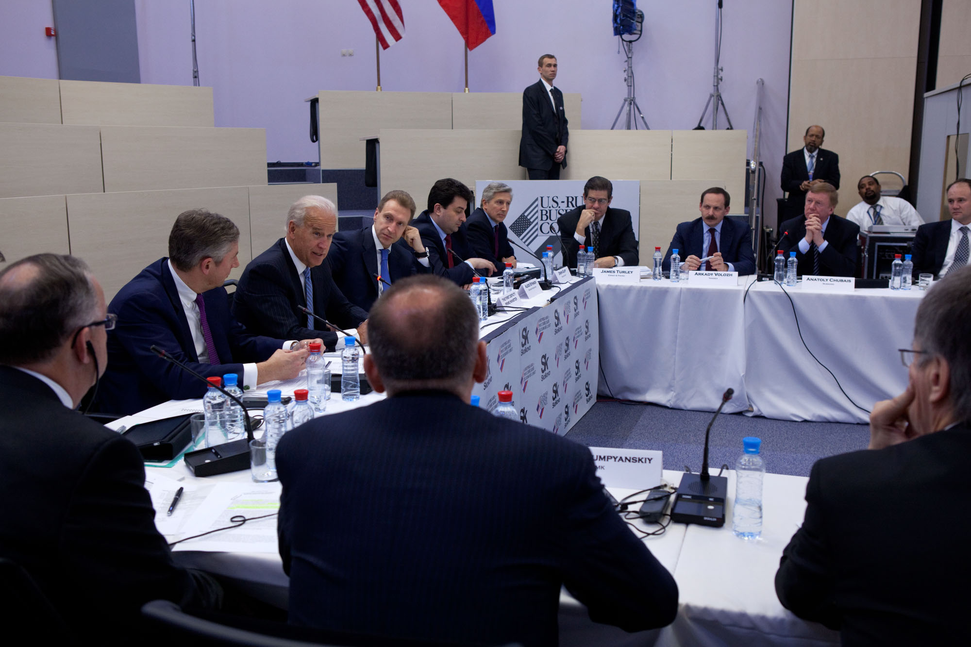 Vice President Joe Biden holds a roundtable discussion with American and Russian business leaders and Russian Deputy Prime Minister