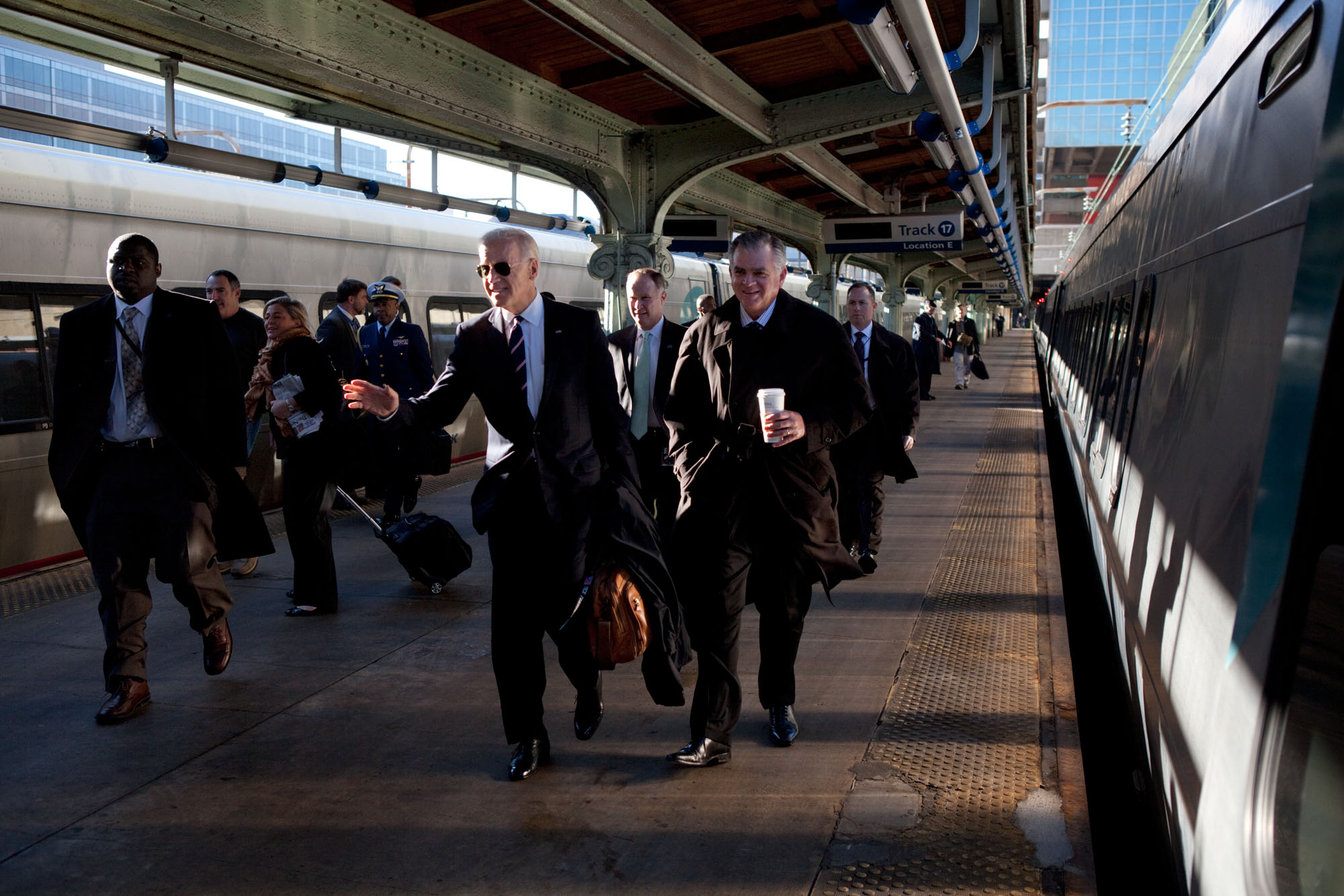 Vice President Biden and Secretary LaHood Board Acela