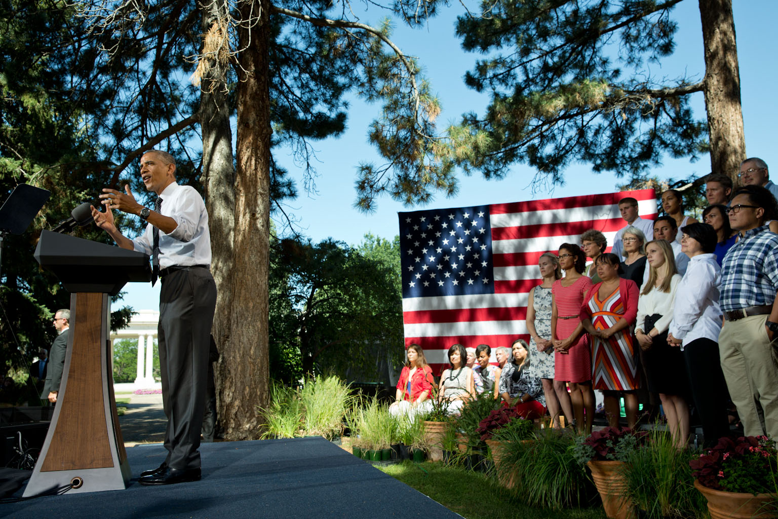 President Obama makes remarks on the economy at Cheesman Park in Denver, Colorado