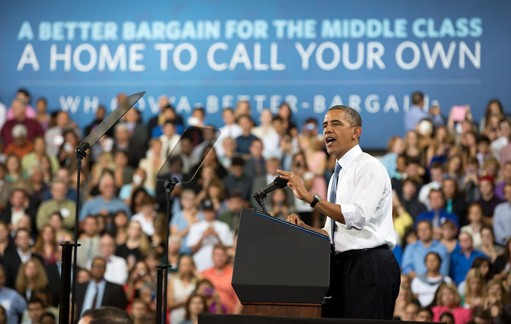 President Barack Obama delivers remarks on housing and home ownership at Desert Vista High School in Phoenix