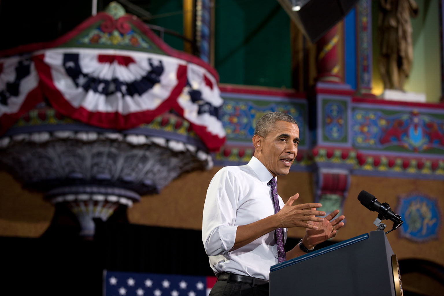 President Barack Obama delivers remarks on the economy at the Uptown Theater