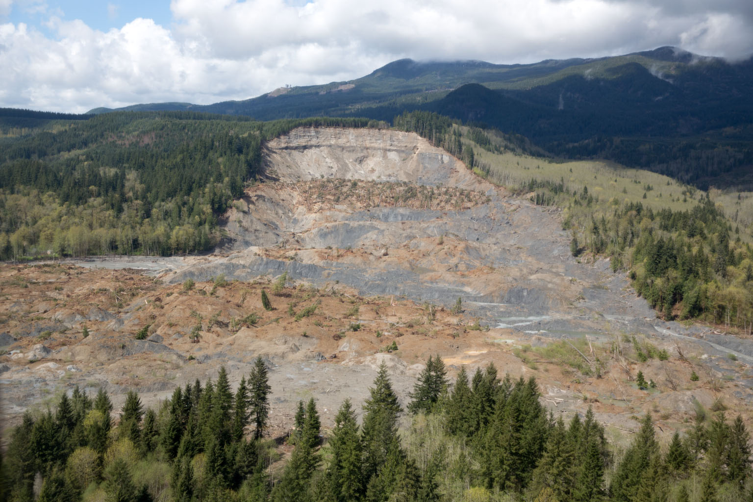 The view of the mudslide from Marine One, in Oso, Wash., April 22, 2014