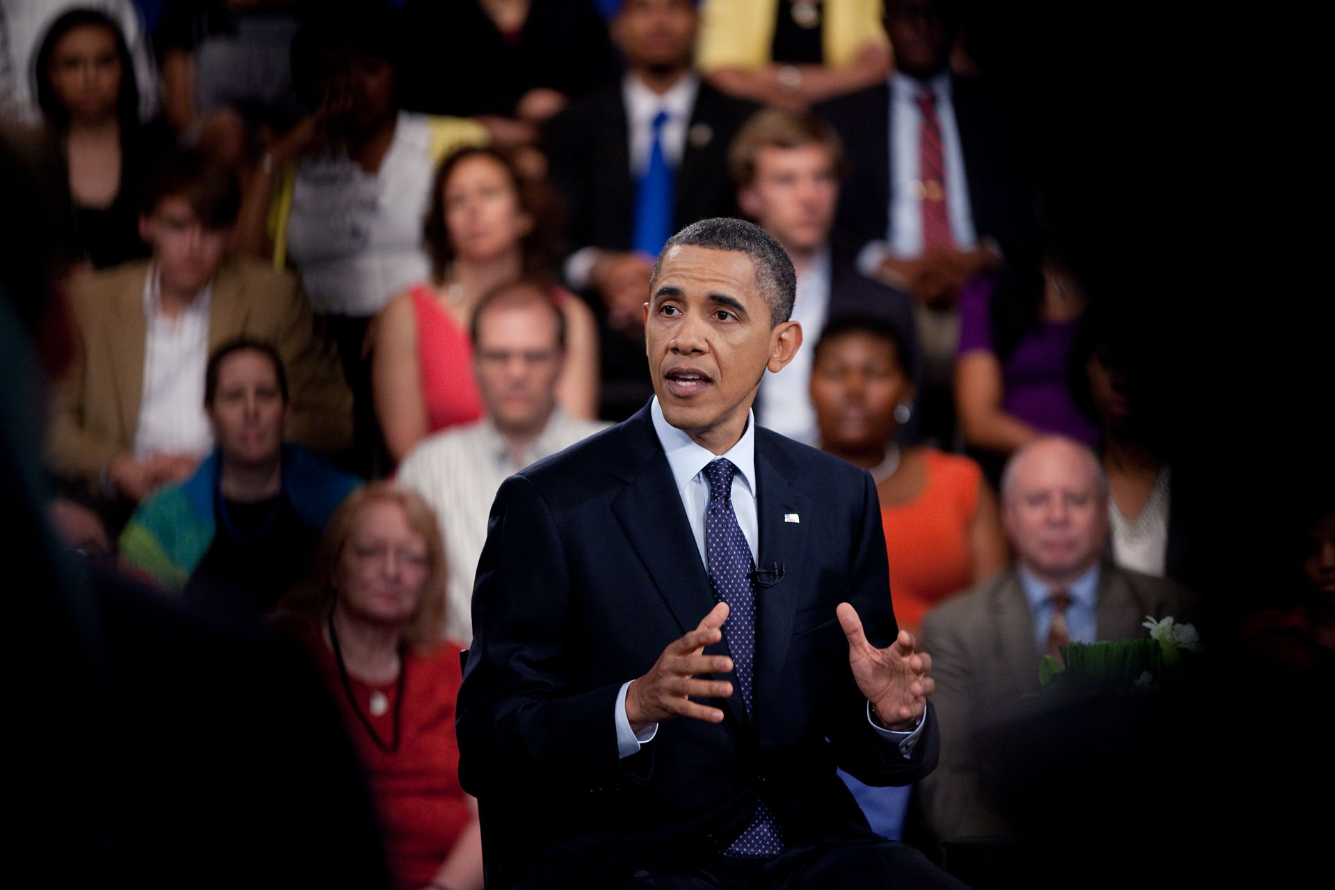 President Barack Obama Participates in a CBS News Townhall Meeting on the Economy
