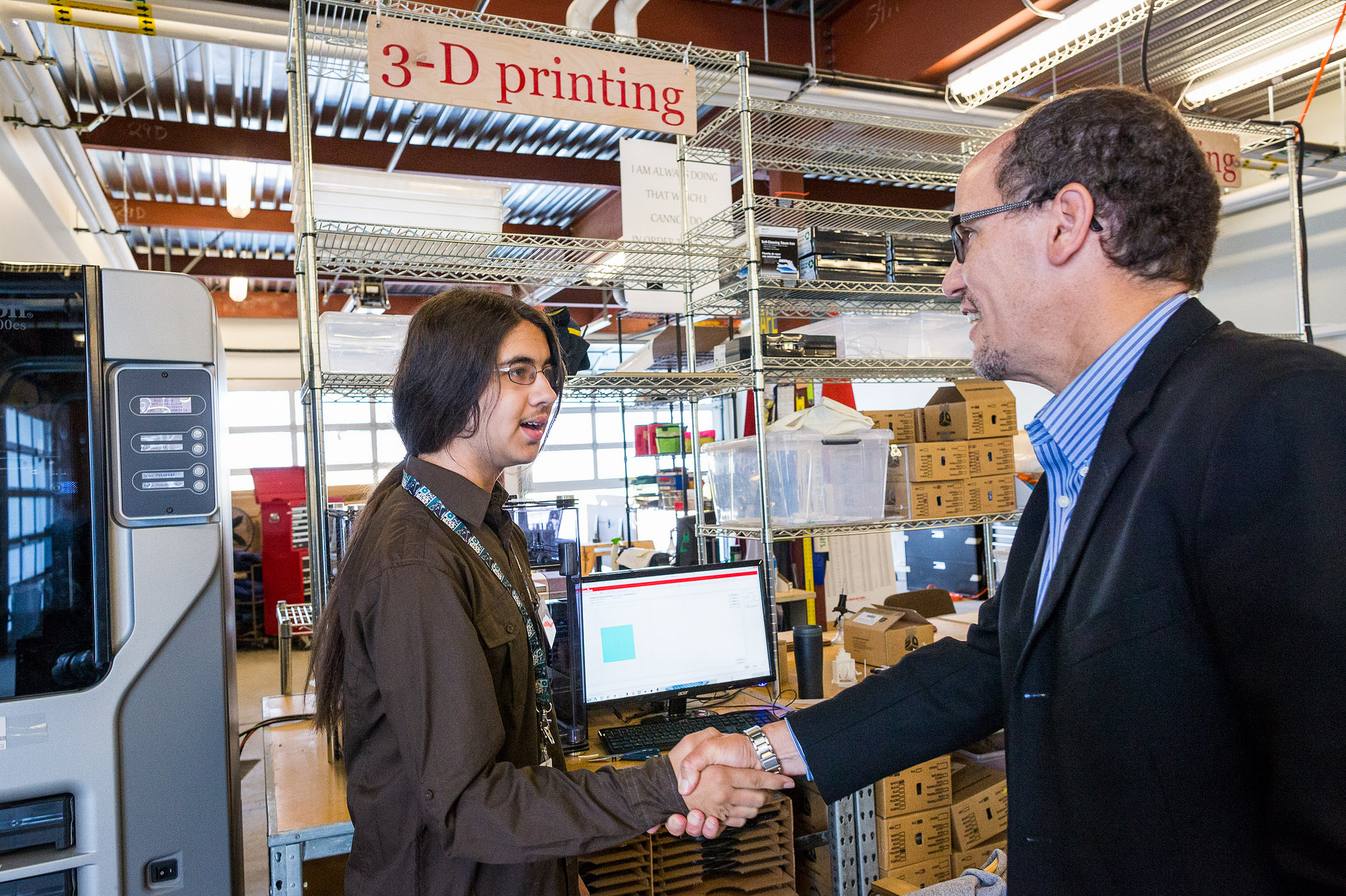 U.S. Secretary of Labor Thomas Perez meets with 15-year-old Ki Fredeen