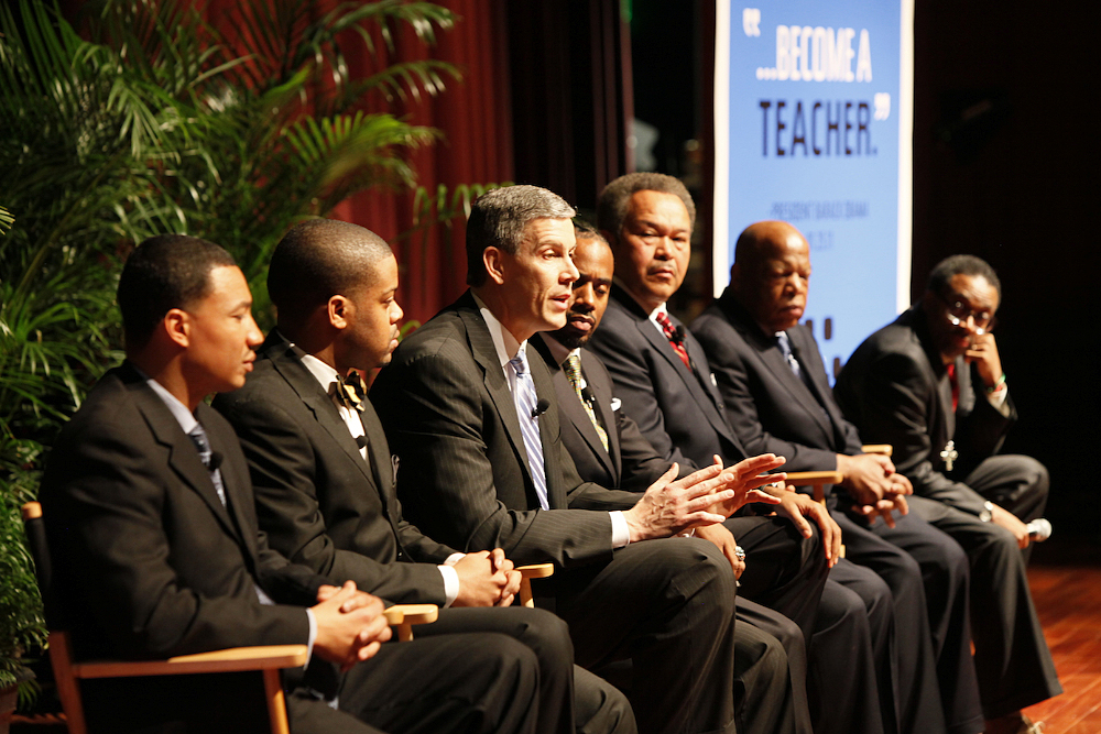 Education Secretary Arne Duncan at Morehouse College in Atlanta, Close Up