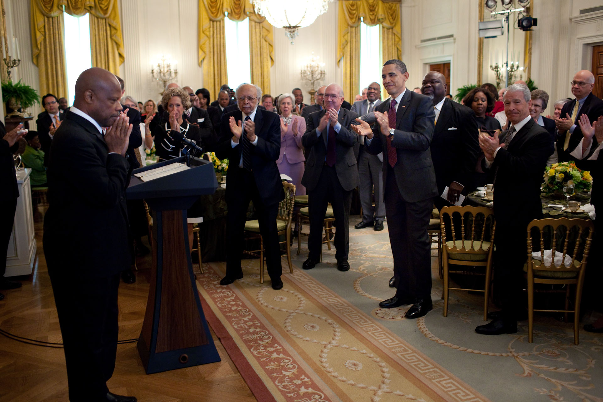 President Barack Obama and Others Stand and Applaud Wintley Phipps at the Easter Prayer Breakfast