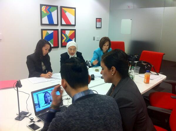 Department of Education’s Kim Oanh Nguyen and Department of Health and Human Services’ Kimquy Kieu, and Minh Wendt hosted a Google+ Hangout in Vietnamese on the Health Insurance Marketplace on November 6, 2013 (Photo courtesy of Jason Tengco) 