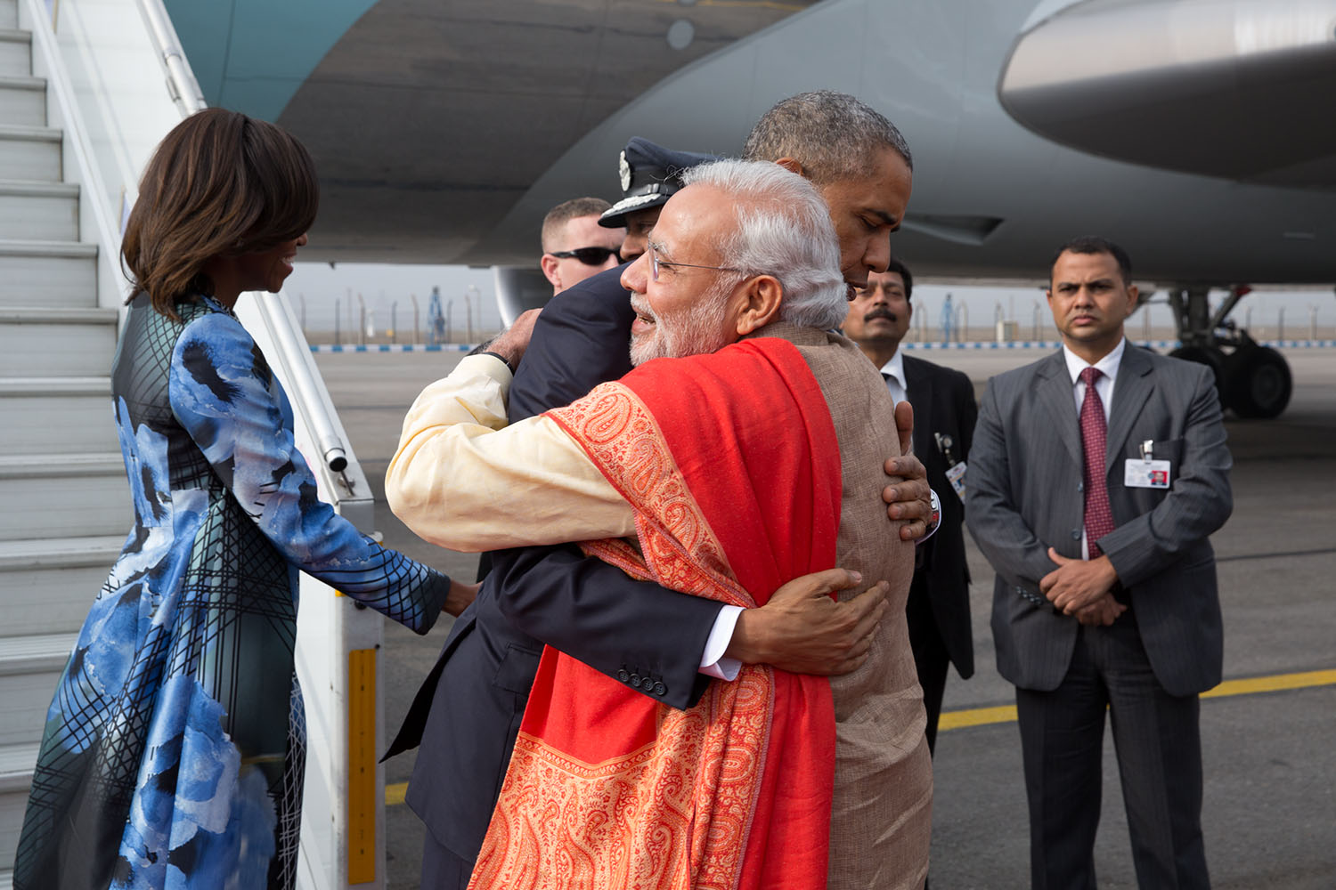 President Obama Greets Prime Minister Modi in India