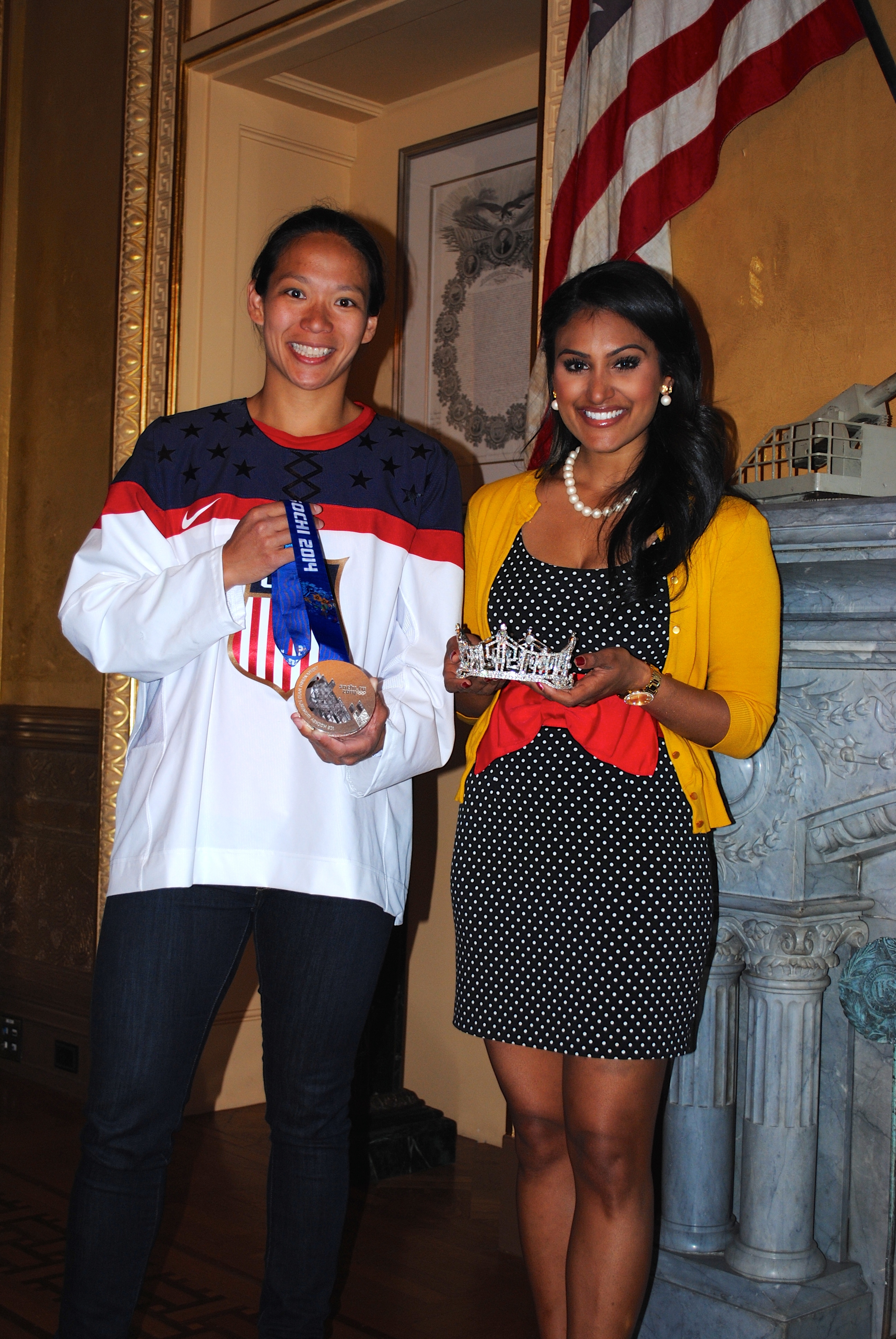 Julie Chu and Nina Davuluri at the women's armchair conversation