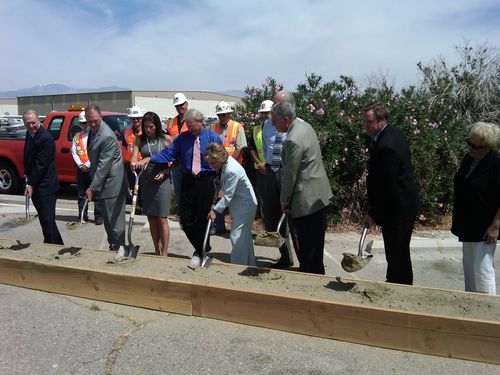 Ray LaHood and Boxer at airport groundbreaking