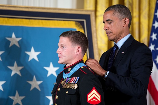 President Barack Obama awards the Medal of Honor to Corporal William 