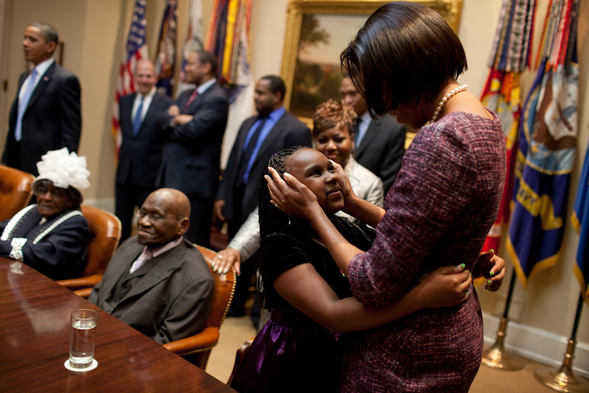 The First Lady Greets a Young Girl on Martin Luther King Day