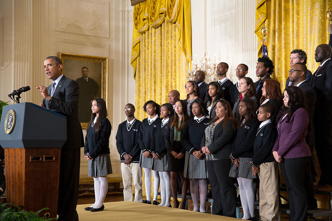 President Barack Obama delivers remarks announcing the first five 