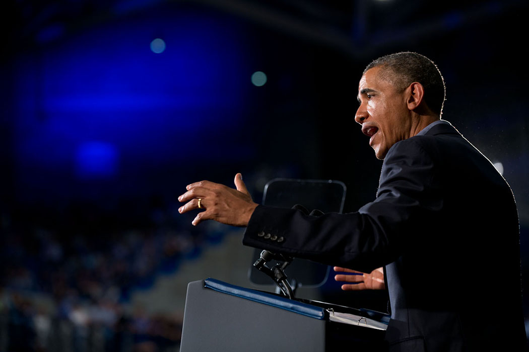 President Barack Obama delivers remarks at the University at Buffalo