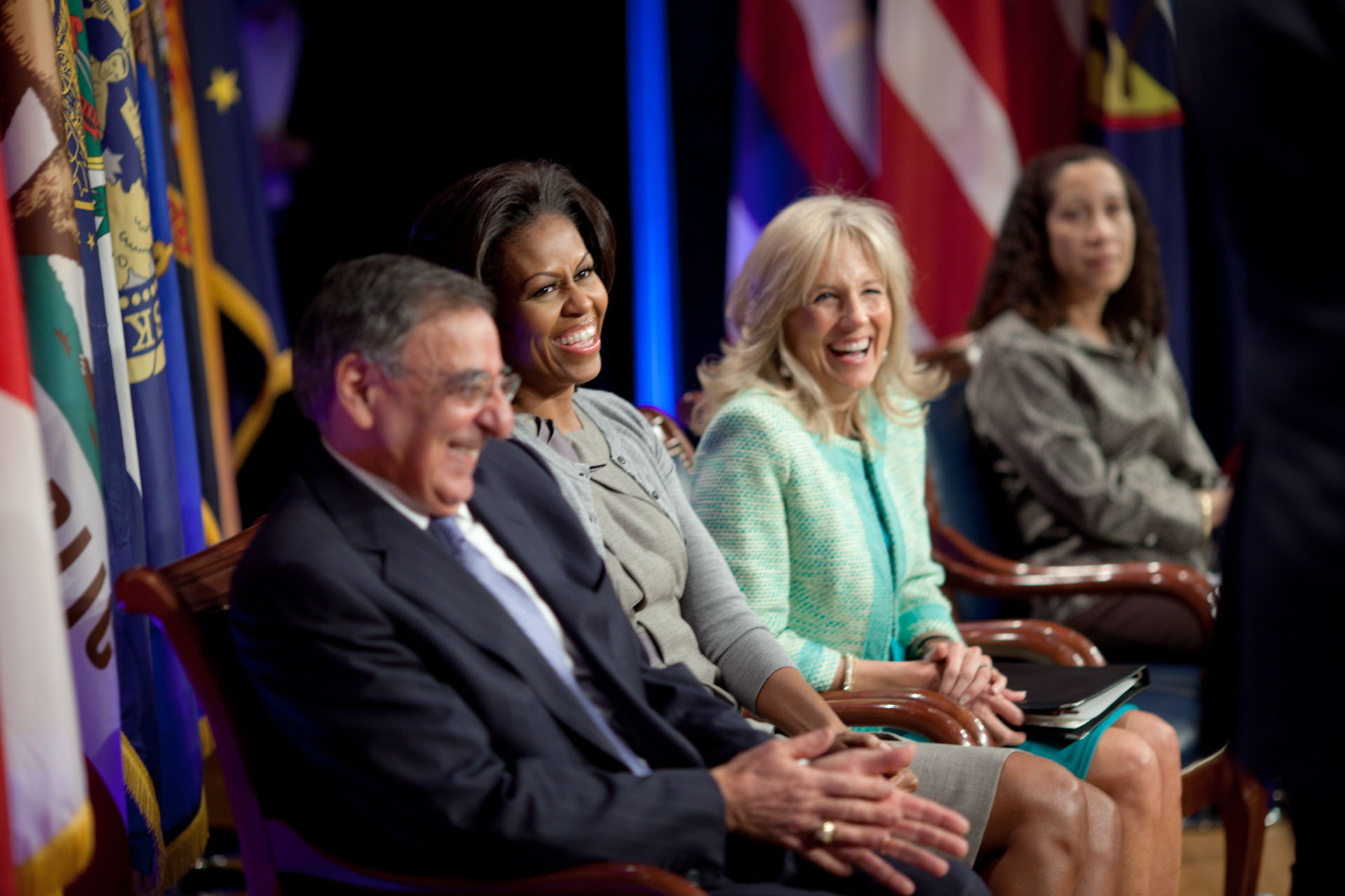 First Lady Michelle Obama and Dr. Jill Biden at a Joining Forces military spouse employment event