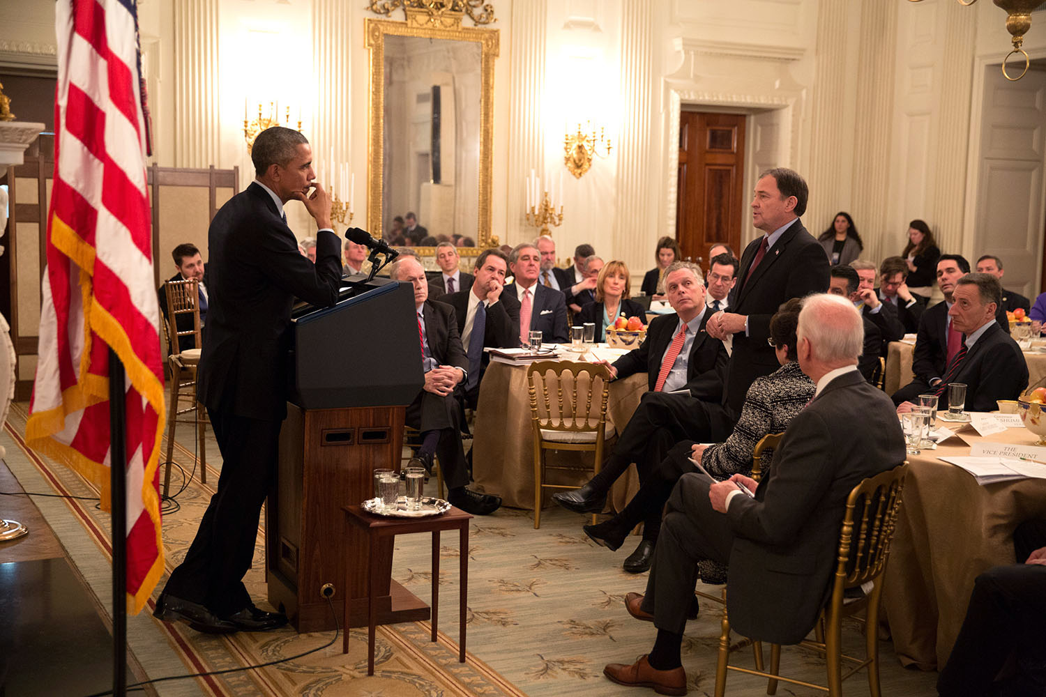 Utah Governor Gary Herbert asks President Obama a question