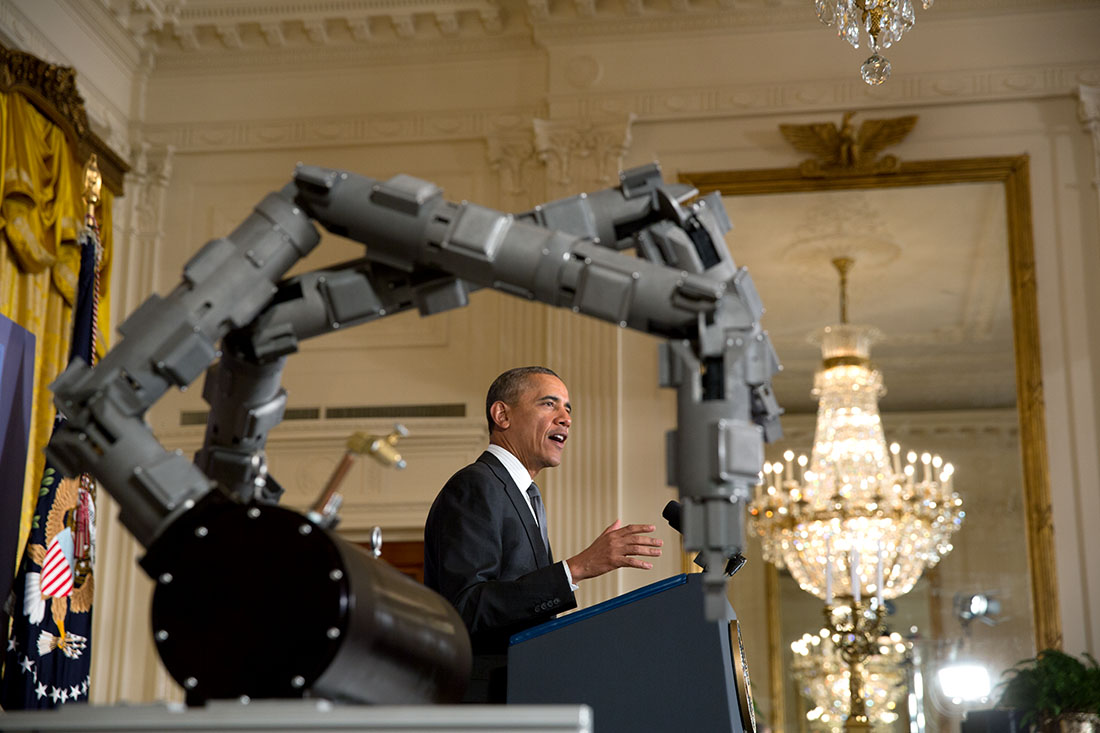 President Barack Obama delivers remarks announcing two new public-private Manufacturing Innovation Institutes, and launches the first of four new Manufacturing Innovation Institute Competitions