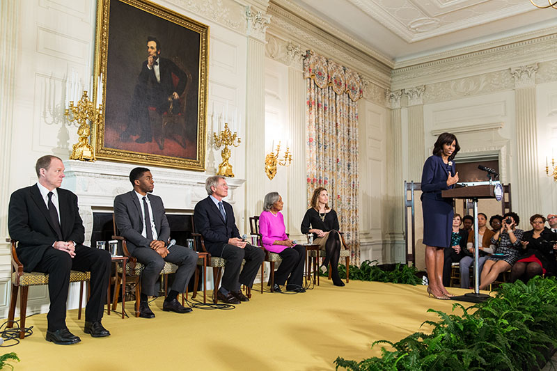 First Lady Michelle Obama delivers remarks during the 