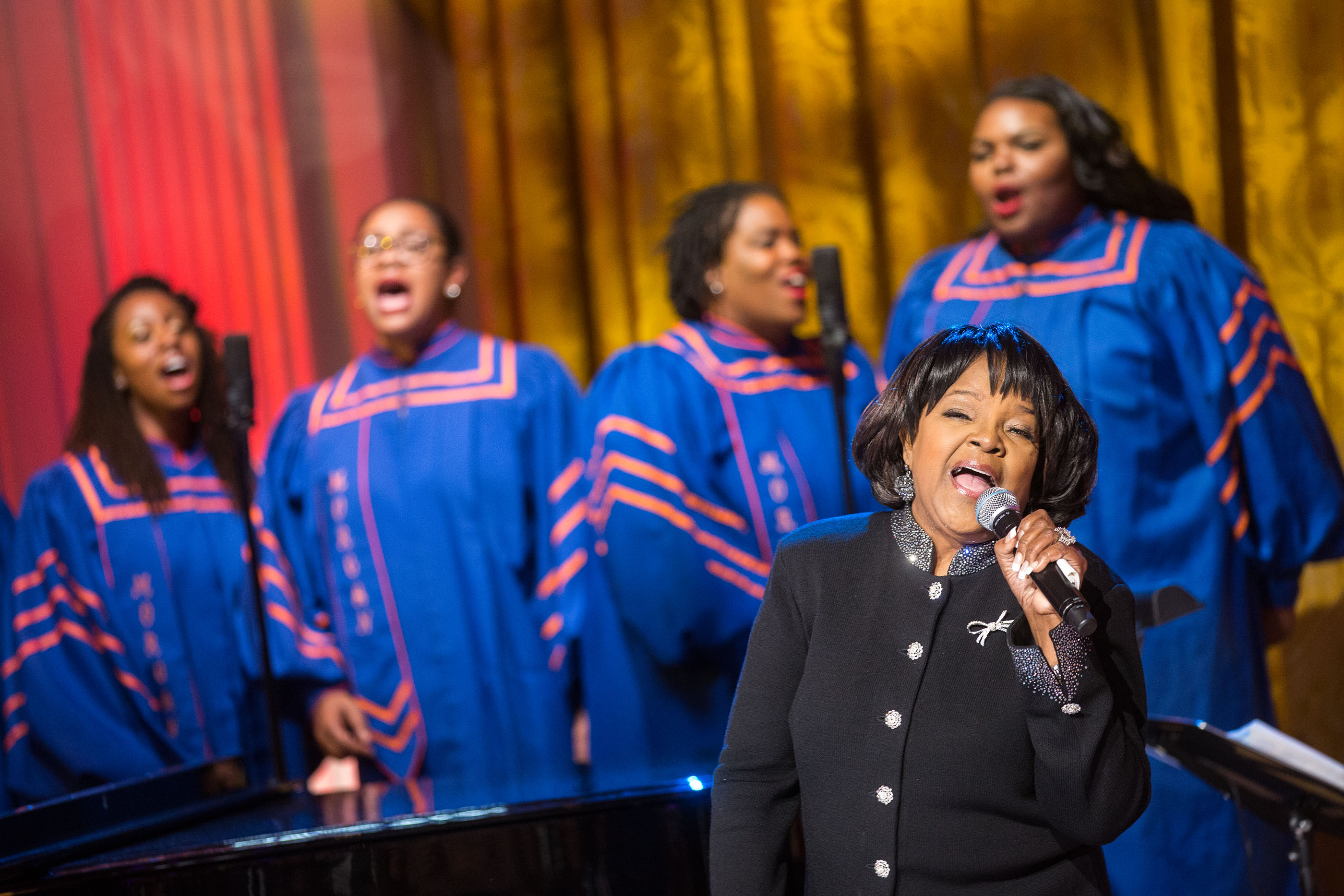 Shirley Caesar and the Morgan State University Choir perform during 