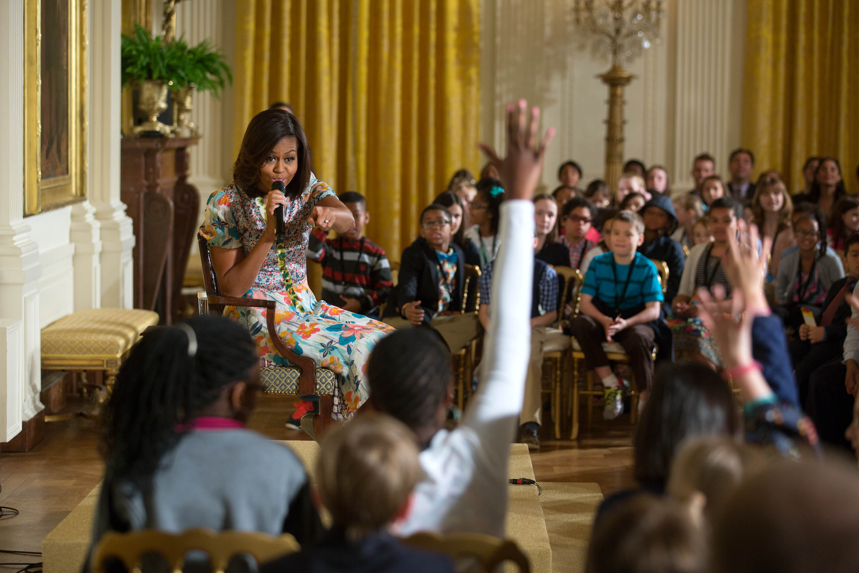 First Lady Michelle Obama takes questions during the annual 