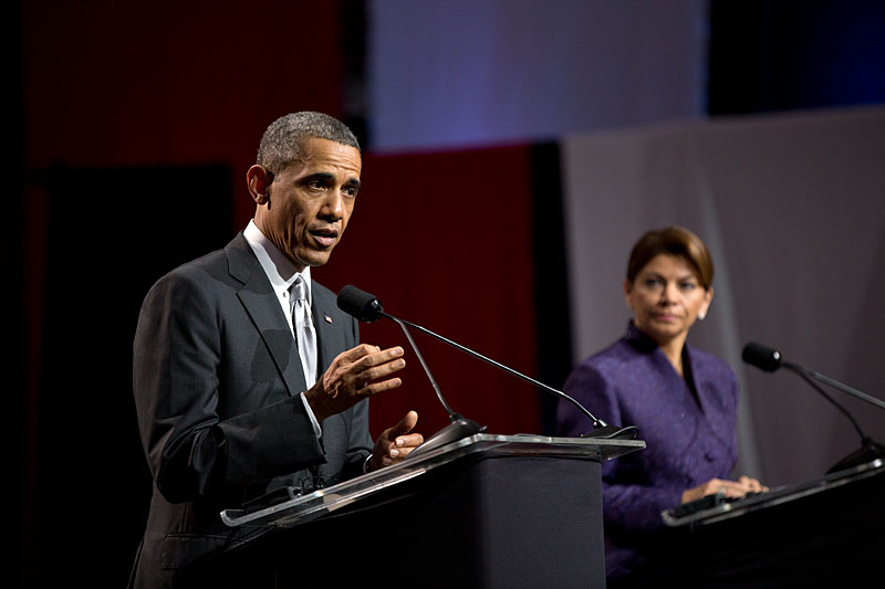 President Obama participates in a press conference with President Chinchilla 