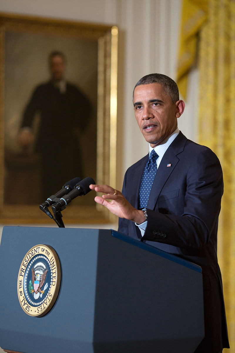 President Barack Obama delivers a statement on the situation regarding the Internal Revenue Service