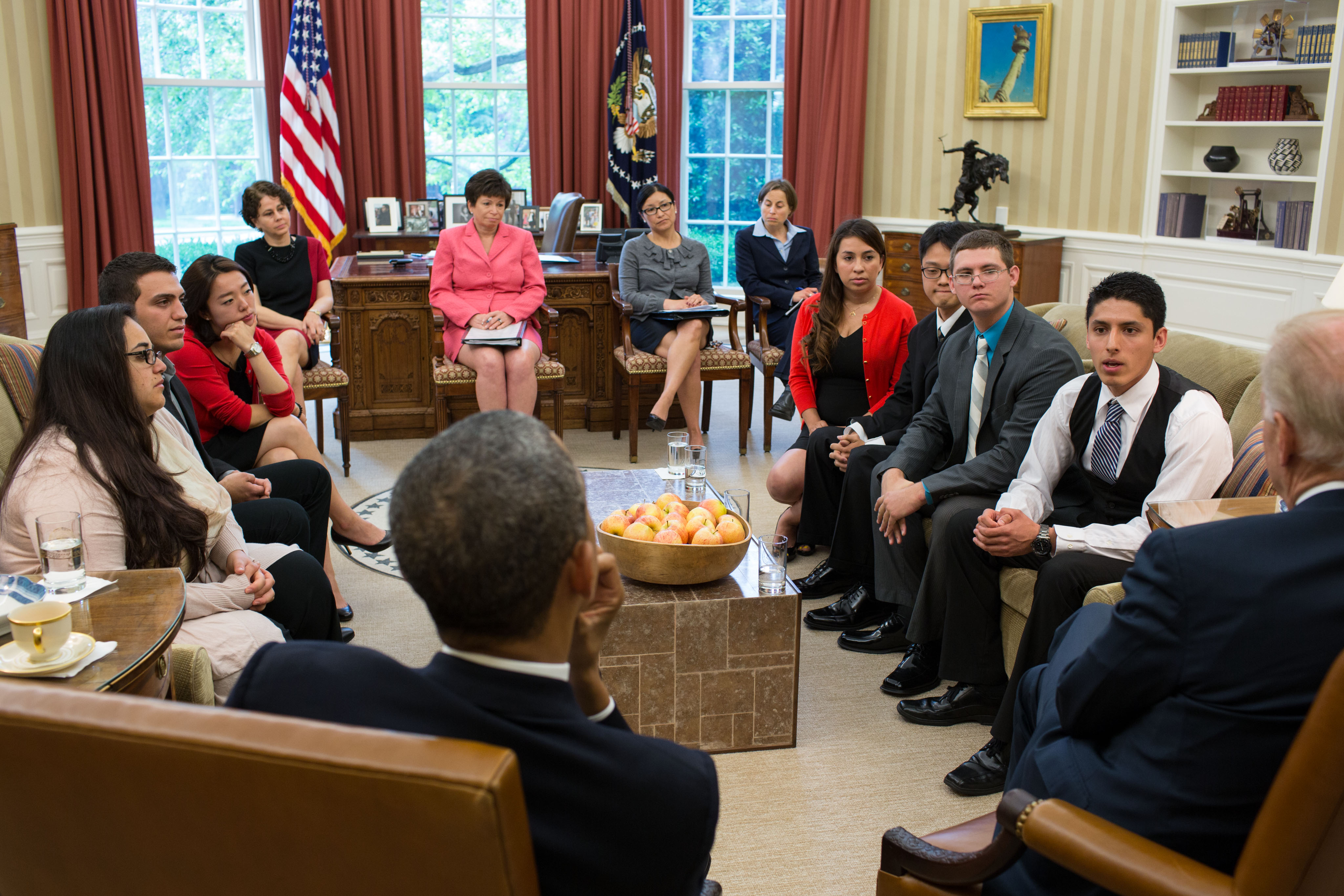 President Barack Obama and Vice President Joe Biden meet with DREAMers