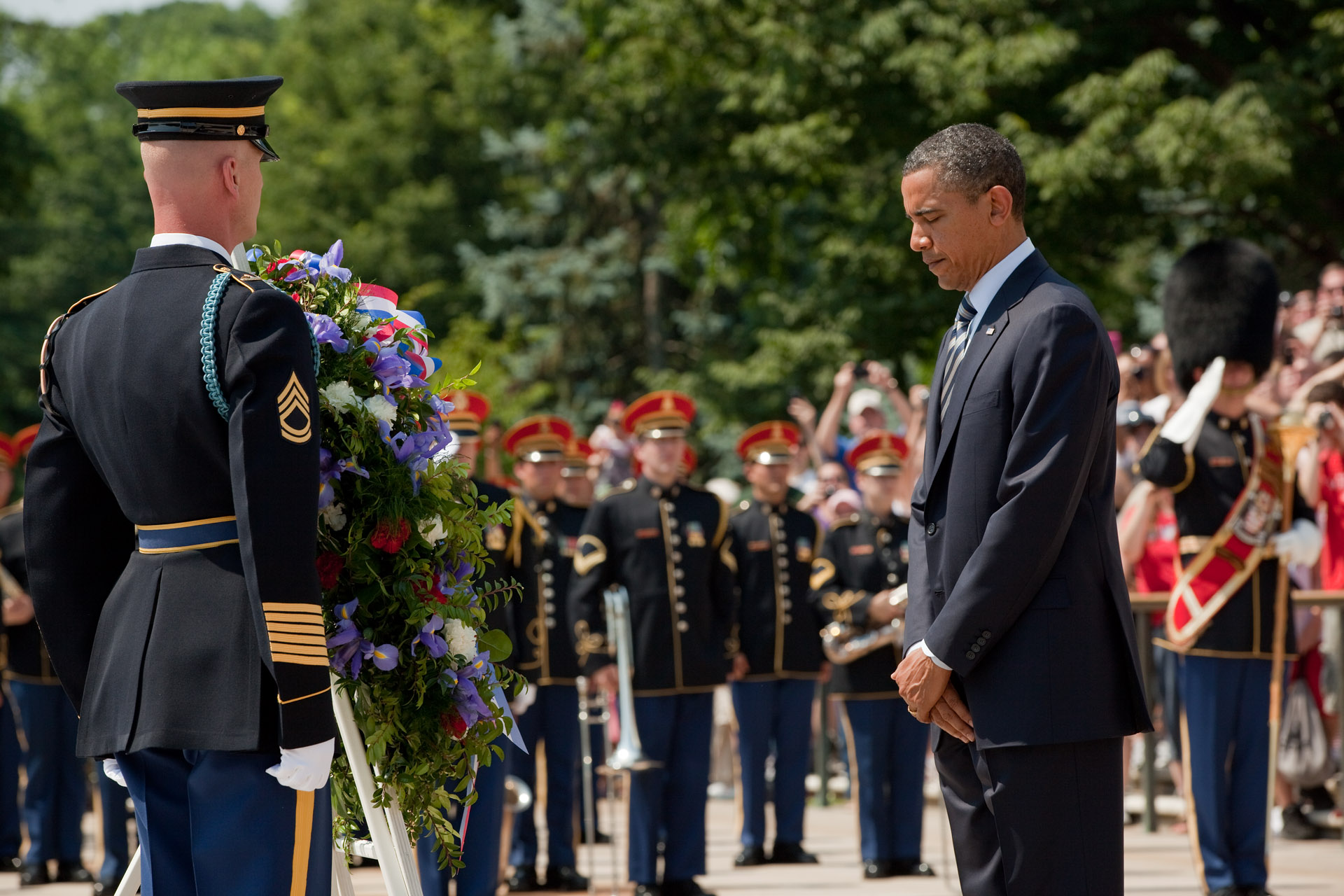 President Barack Obama Places a Wreath at the Tomb of the Unknown Soldier