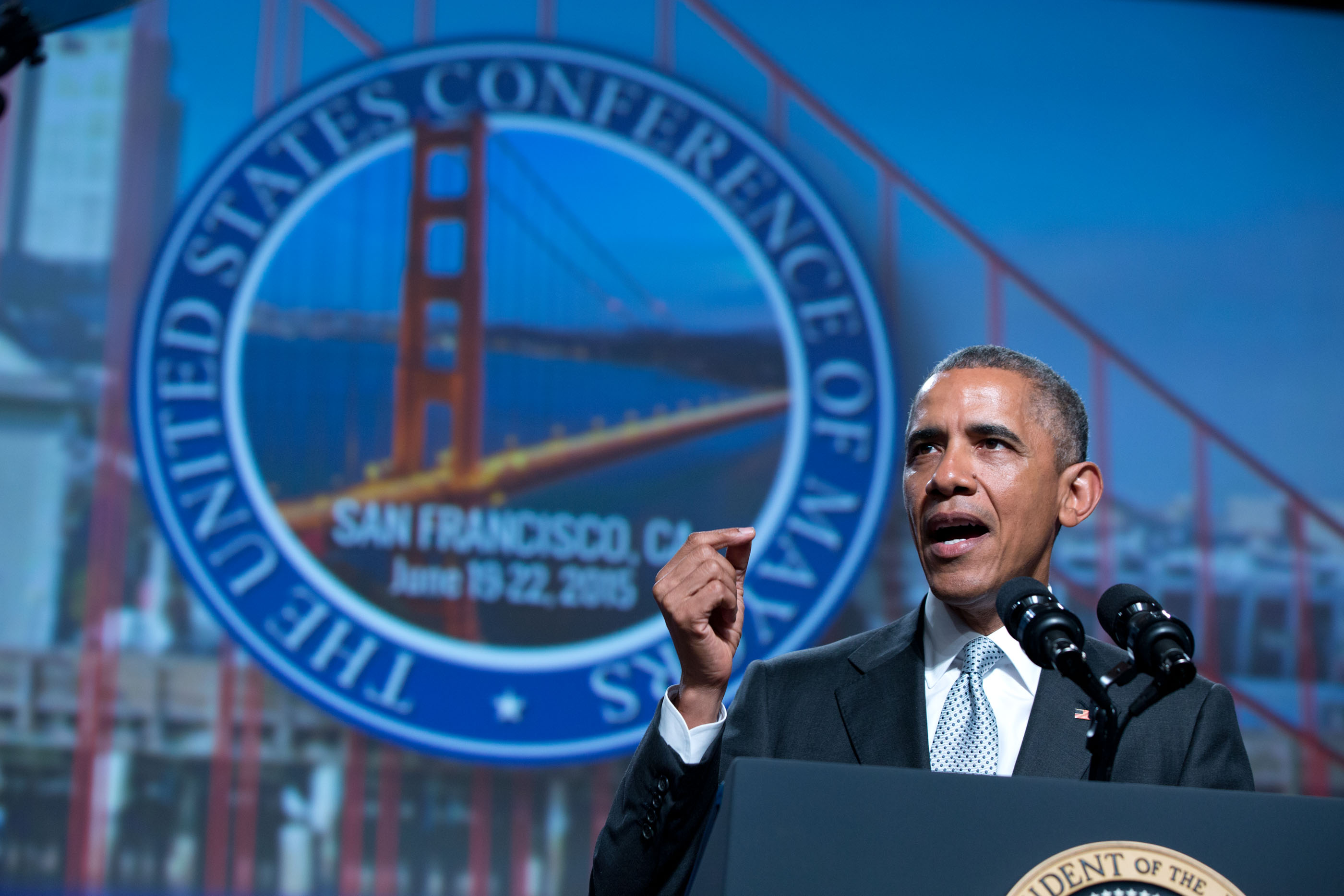 President Obama makes remarks at the U.S. Conference of Mayors, 2015