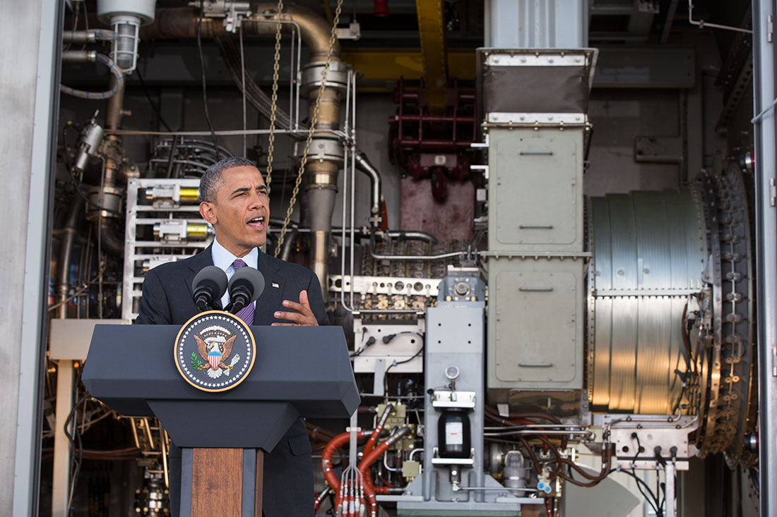 President Barack Obama delivers remarks at the Ubongo Power Plant in Dar es Salaam