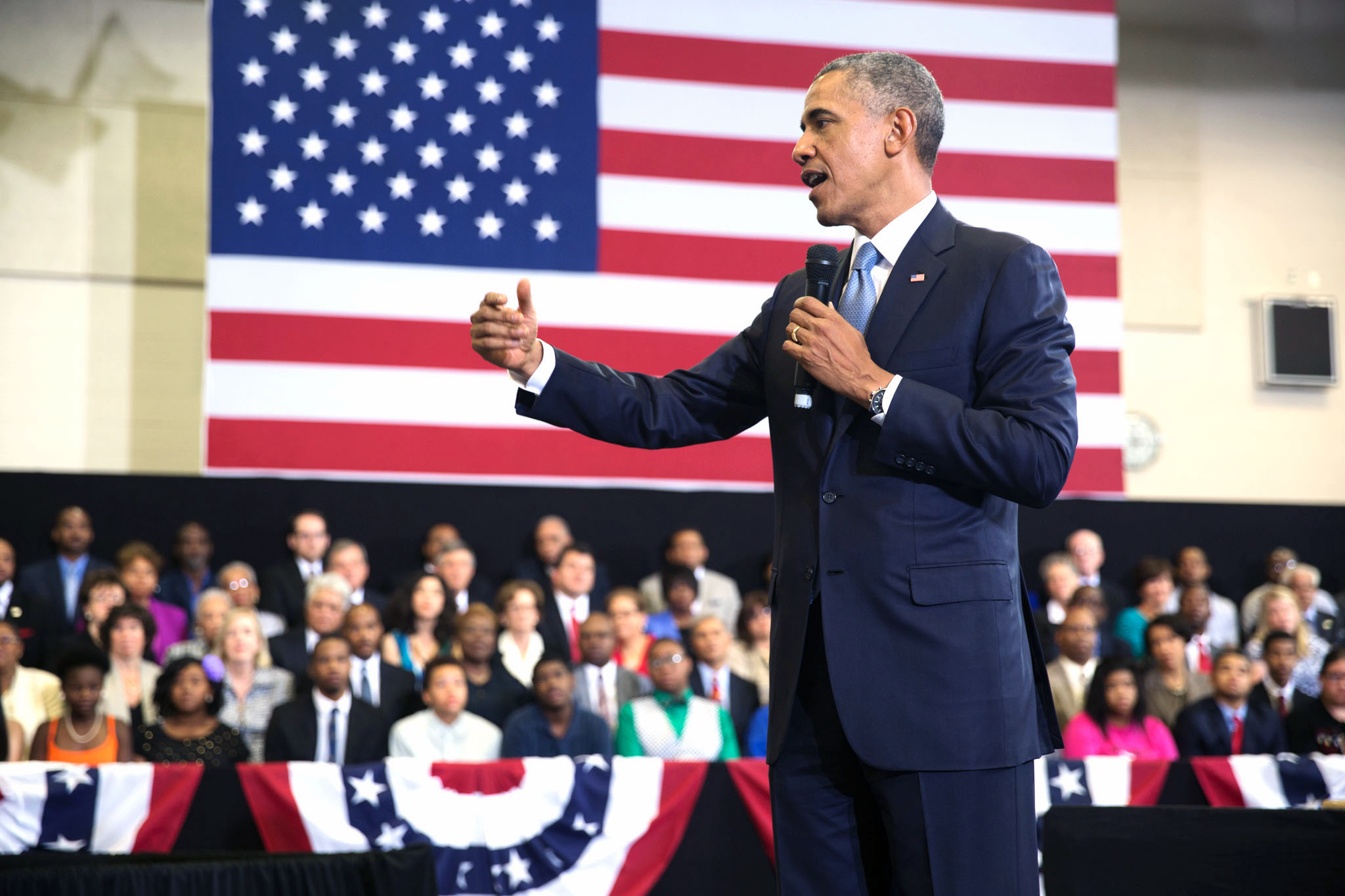 President Obama answers students' questions at a 