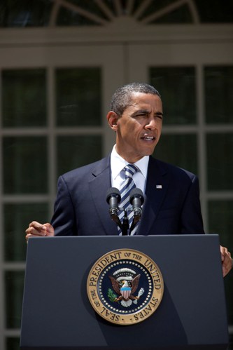 President Barack Obama makes a statement in the Rose Garden after passage of the debt ceiling bill