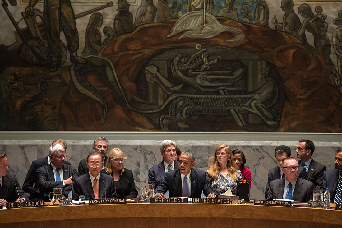 President Barack Obama chairs a United Nations Security Council summit on foreign terrorist fighters at the United Nations