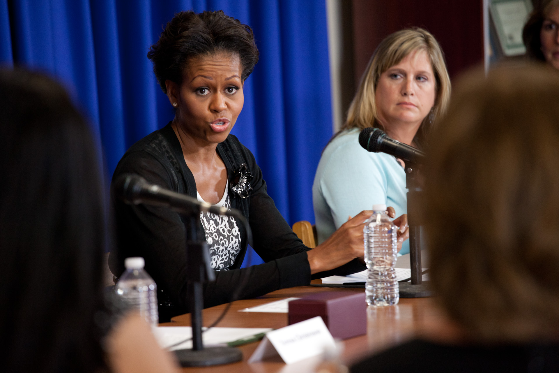 First Lady Michelle Obama participates in a roundtable with Military Spouses