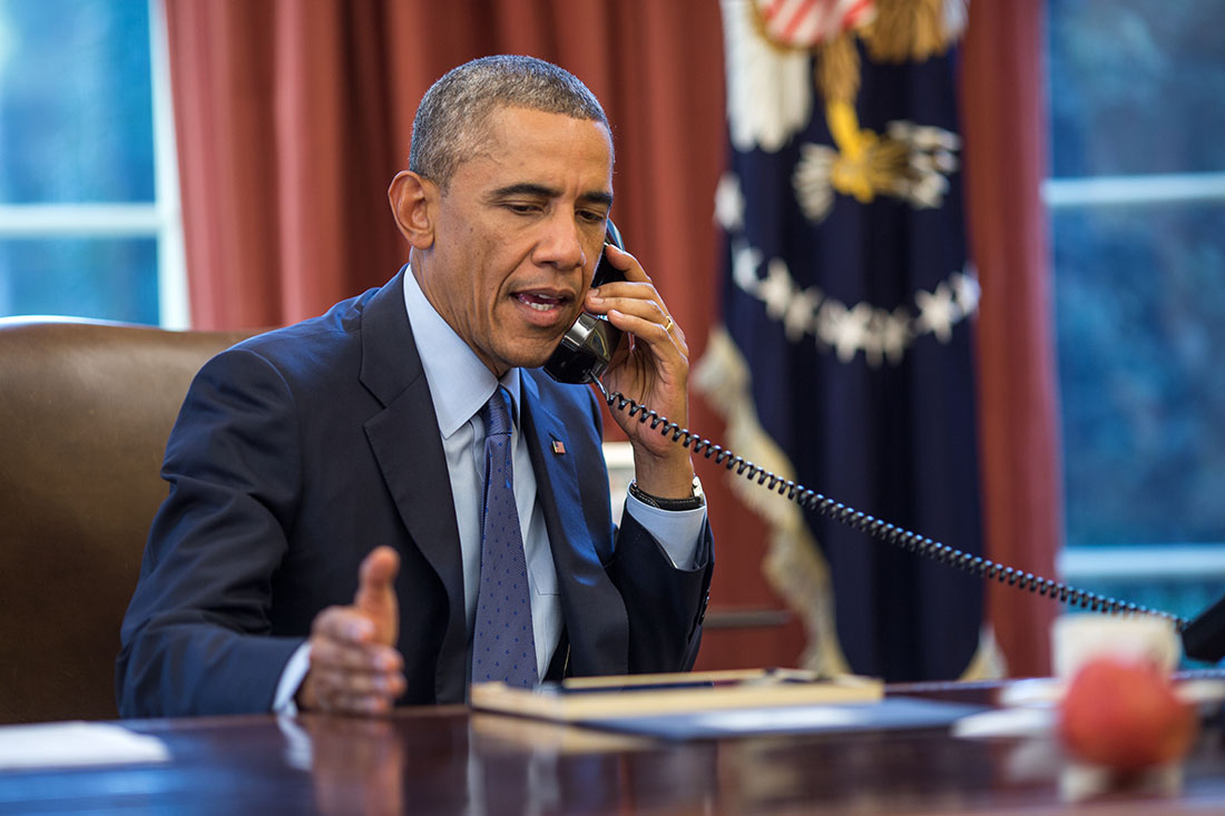 President Barack Obama talks on the phone with CDC Director Tom Frieden about the Ebola case in Dallas